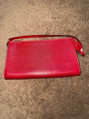 Louis Vuitton Red Epi Leather Wristlet - Authentic